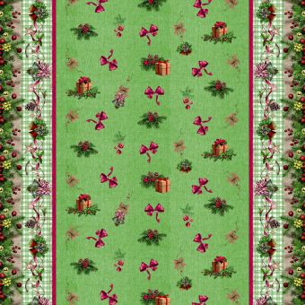 Ubrus PVC s textilním podkladem vánoční 1741-02 Vánoční štola zelená, š.140cm