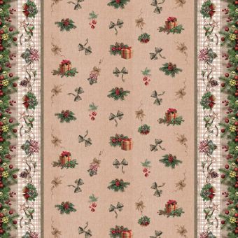 Ubrus PVC s textilním podkladem vánoční 1741-02 Vánoční štola režná, š.140cm