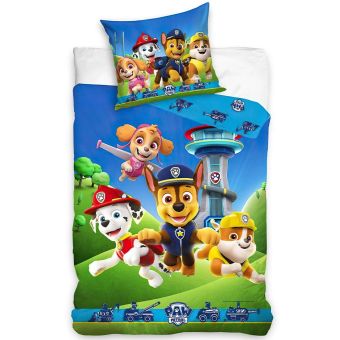 Povlečení dětské TLAPKOVÁ PATROLA BĚŽÍME DO AKCE, modré, mikroplyš, 140x200cm + 70x90cm