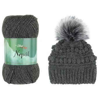 Pletací / háčkovací příze Vlna-Hep NEPÁL 6235 šedá, jednobarevná, klasická 100g/190m