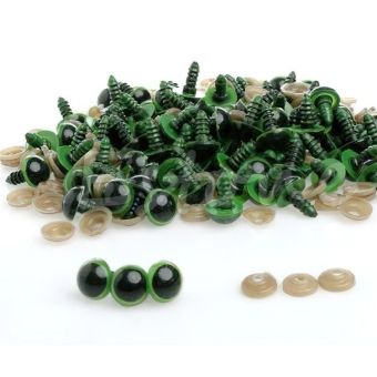 Bezpečnostní oči, jednobarevné zelené, průměr 12mm 