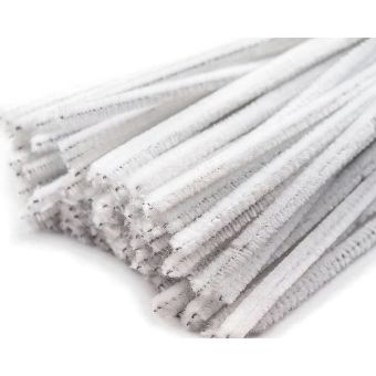 Chlupatý modelovací drát 160281/07, jednobarevná bílá, průměr 6mm, délka 30cm, (1 balení, 20 kusů)