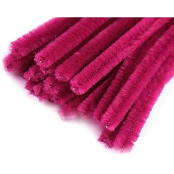 Chlupatý modelovací drát 160281/17, jednobarevná tmavě fuchsiová, průměr 6mm, délka 30cm, (1 balení, 20 kusů)