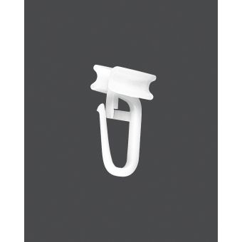 Háček na záclony s posuvnou ližinou na hliníkovou kolejnici, bílý