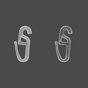 Háček na záclony na kroužky, mléčný, velikost 15x34mm, průměr kroužku 5mm