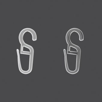 Háček na záclony na kroužky, mléčný, velikost 15x34mm, průměr kroužku 9mm