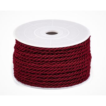 Kroucená šňůra / provaz, vínová lesklá, průměr 6,5mm (šňůra na metry)