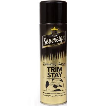 Automotive čalounické lepidlo ve spreji SOVEREIGN TRIM STAY, 500 ml – vysoká pevnost, odolné do 130 °C, pro stropnice a pěny