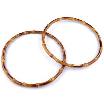 Bambusová ucha na tašky, kruh na lapač snů 790258/2, tmavý melír, průměr 20cm