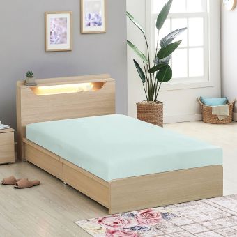 Bavlněné napínací plátěné prostěradlo, s gumou 90x200cm, mentol