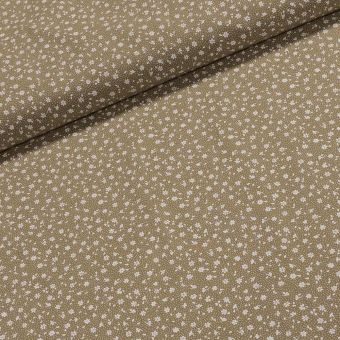 Bavlněné plátno Valerie VA002/04 bílé květinky na béžové, š.160cm (látka v metráži)