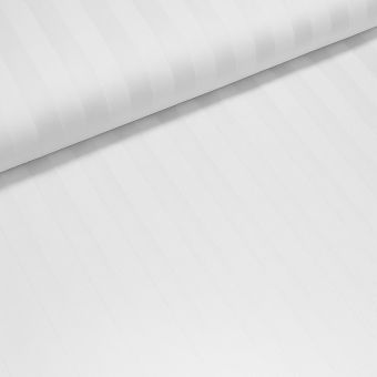 Bavlněný damašek SOLITUDE, 2 cm pruh – bílý, šířka 140 cm (látka v metráži)