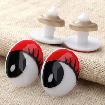 Bezpečnostní oči s obočím a řasy 0629 červená, 22x17mm