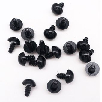 Bezpečnostní oči, jednobarevné černé, průměr 16mm 