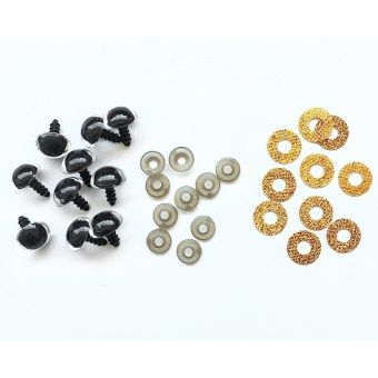 Bezpečnostní oči, oranžová lesklá podložka, průměr 14mm 