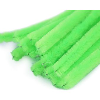 Chlupatý modelovací drát 160281/24, jednobarevná zelená neon, průměr 6mm, délka 30cm, (1 balení, 20 kusů)