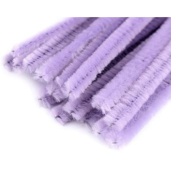 Chlupatý modelovací drát 160281/26, jednobarevná fialová lila, průměr 6mm, délka 30cm, (1 balení, 20 kusů)