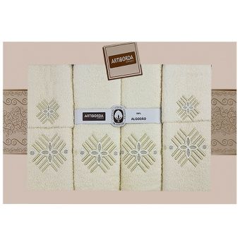 Dárkový set froté ručníků a osušek 43, 6-dílný, krémová s výšivkou 2x 30x50cm + 2x 50x90cm + 2x 70x140cm