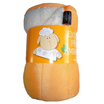 Deka z mikrovlákna OVEČKA Sleep well prošev jednobarevná oranžová, 150x200cm