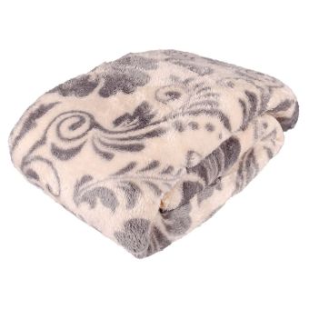 Deka z mikrovlákna beránek KVĚTY, šedá, 150x200cm