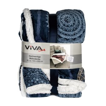 Deka z mikrovlákna MODRÉ MANDALY, s beránkem 150x200cm