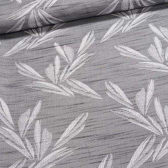 Dekorační závěs PALLAS 02, žakár, listy na šedé, šířka 150cm (látka v metráži)