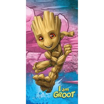 Dětská plážová osuška GROOT I AM GROOT, modro-růžová, froté, 70x140cm