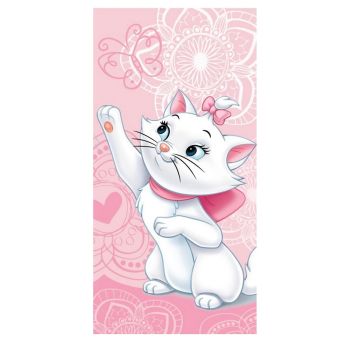 Dětská plážová osuška MARIE CAT BUTTERFLY, růžová kočička, froté, 70x140cm