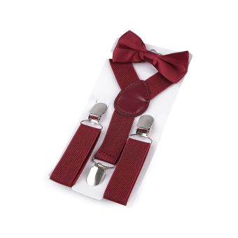 Dětská společenská chlapecká sada (2-6 let), motýlek a šle 650332/05, světlá bordó