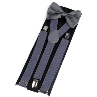 Dětská společenská chlapecká sada, motýlek a šle 650360/05, šedomodrá