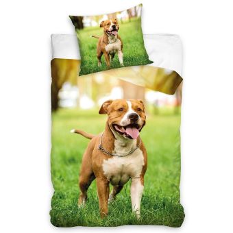 Dětské povlečení AMERICKÝ STAFORD, fototisk, zelené, bavlna hladká, 140x200cm + 70x90cm 