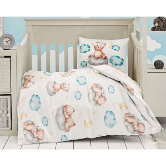 Dětské povlečení Matějovský do postýlky BABY BEARS, medvídek na obláčku, bavlna hladká (více rozměrů)