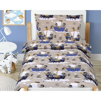 Dětské povlečení do postýlky NÁMOŘNÍK, modré, bavlna hladká, 100x135cm + 45x60cm