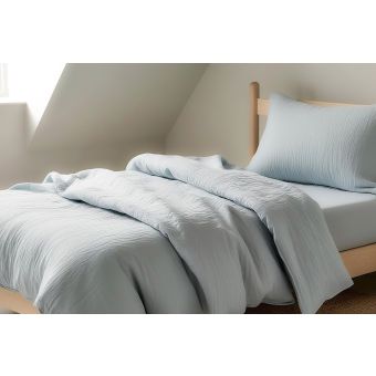 Dětské povlečení do postýlky Prem MUŠELÍN PREMIUM MODRÉ, jednobarevné, mušelín, 100x135cm + 40x60cm