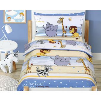 Dětské povlečení do postýlky SAFARI MODRÉ, bavlna hladká, 100x135cm + 45x60cm