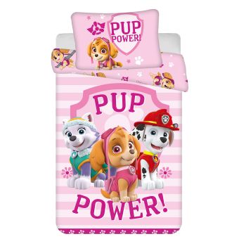 Dětské povlečení do postýlky TLAPKOVÁ PATROLA (PAW PATROL 122 baby), růžové, bavlna hladká, 100x135cm + 40x60cm 