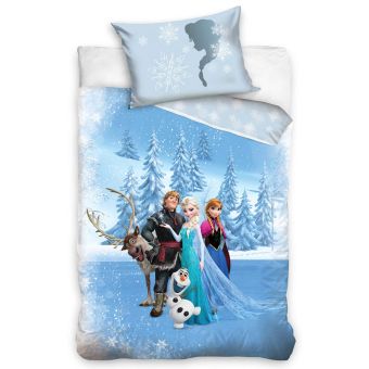 Dětské povlečení do postýlky FROZEN LEDOVÉ KRÁLOVSTVÍ PRAVÉ PŘÁTELSTVÍ, modré, bavlna hladká, 100x135cm + 40x60cm