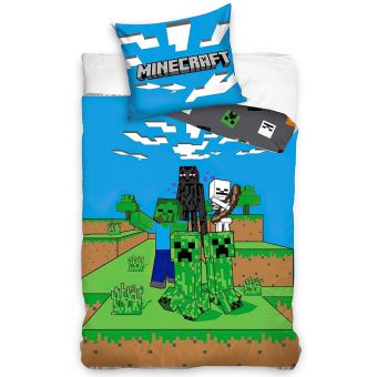 Dětské povlečení MINECRAFT MOB MONSTERS, modro-zelené, bavlna hladká, 140x200cm + 70x90cm 