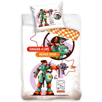 Dětské povlečení NEKONEČNÁ HRA, herní robot, bílé, bavlna hladká, 140x200cm + 70x90cm