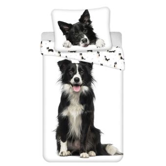 Dětské povlečení BORDER KOLIE, bílé, bavlna hladká, 140x200cm + 70x90cm 