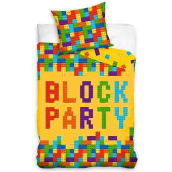 Dětské povlečení STAVEBNICE BLOCK PARTY, žluté, bavlna hladká, 140x200cm + 70x90cm