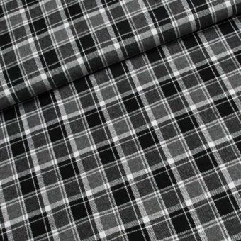 Flanel tkaný / barchet, oboustranný 17, šedé káro, š.150cm (látka v metráži)