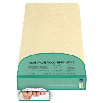 Froté prostěradlo NEPROPUSTNÉ 90x200cm, banánové