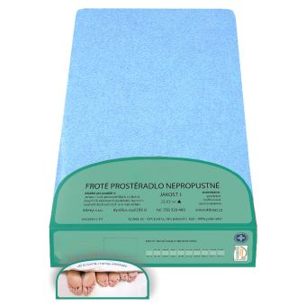 Froté prostěradlo NEPROPUSTNÉ 90x200cm, modré
