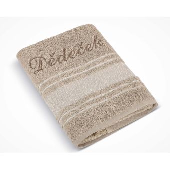 Froté ručník S VÝŠIVKOU DĚDEČEK, béžový, 50x100cm
