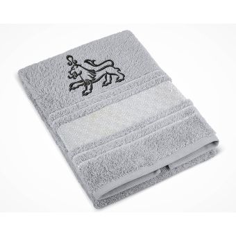 Froté ručník S VÝŠIVKOU ZNAMENÍ ZVĚROKRUH LEV, šedý, 50x100cm