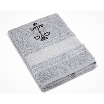 Froté ručník S VÝŠIVKOU ZNAMENÍ ZVĚROKRUH VÁHY, šedý, 50x100cm