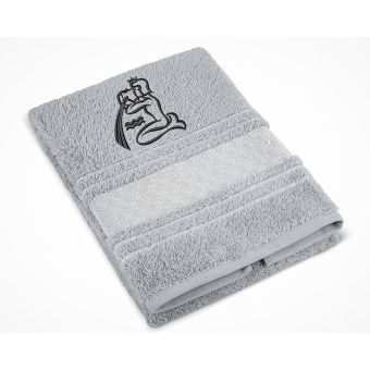 Froté ručník S VÝŠIVKOU ZNAMENÍ ZVĚROKRUH VODNÁŘ, šedý, 50x100cm