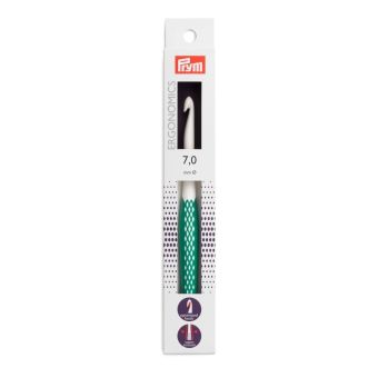 Háček na háčkování ergonomický plastový PRYM ERGO, velikost 7mm, délka 17cm