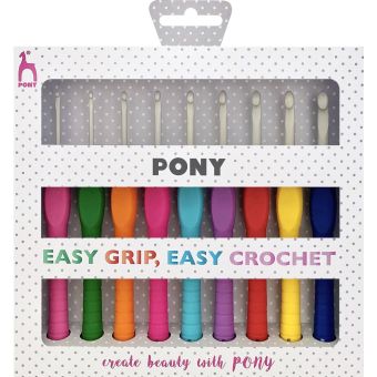 Háčky na háčkování EASY GRIP-PONY kovové / hliníkové s gumovou rukojetí 656835, sada 9 velikostí